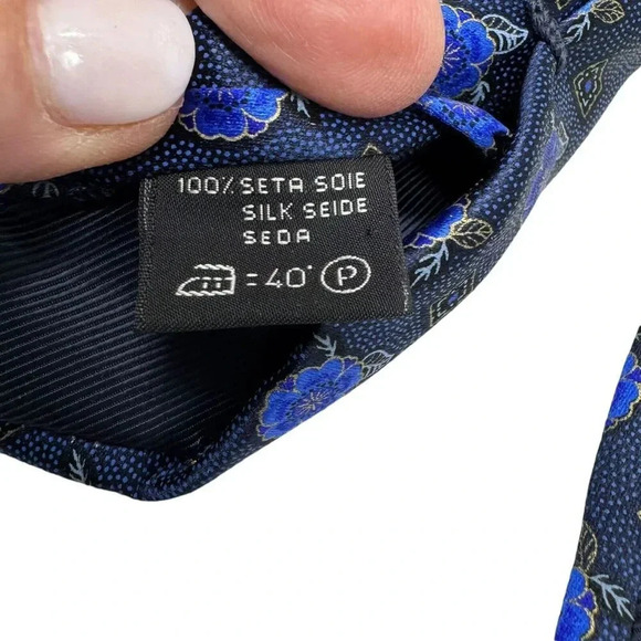 Ermenegilda Zegna blue  Floral Silk Tie Recent Made In Italy - Picture 4 of 7